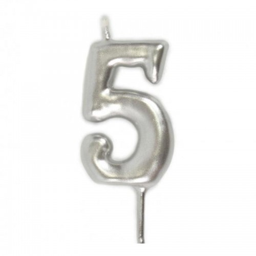 Vela Número 5 Prateado